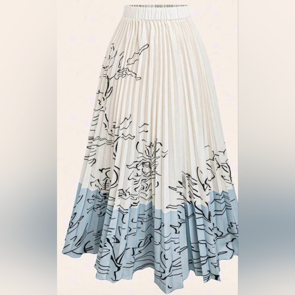 Chic A-Line Skirt in Blue and White